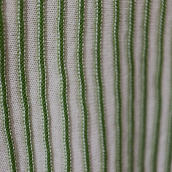 Trend Marshall Fields Vintage Cream & Green Striped Short Sleeve Shirt Top Blous - Picture 6 of 12